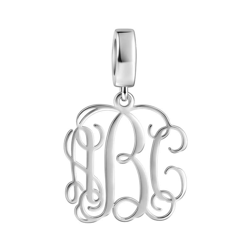 Monogram Pendant Charm 14k Gold Plated Silver