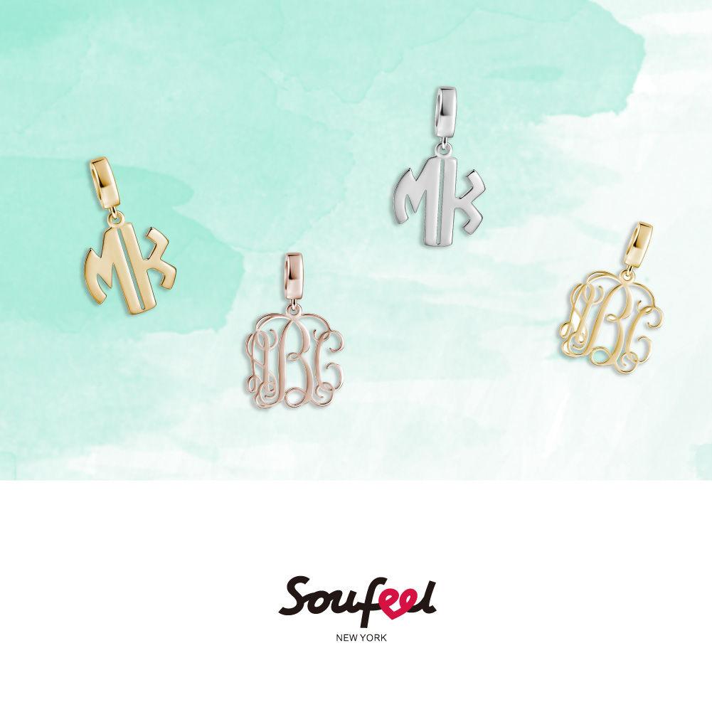 Personalized Two Letter Pendant Charm Rose Gold Plated Silver
