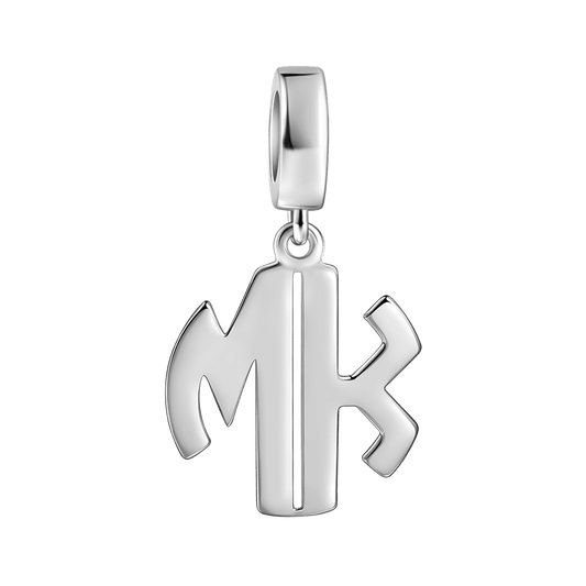 Personalized Two Letter Charm Pendant Silver