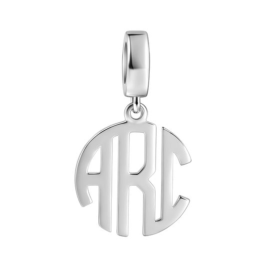 Personalized Block Charm Monogram Pendant Silver