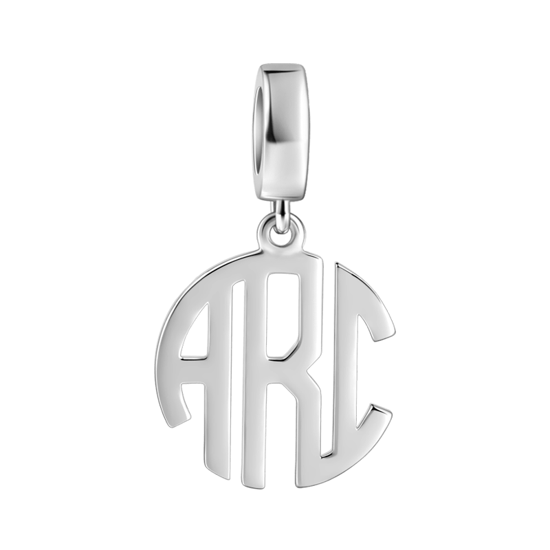 Personalized Block Monogram Pendant Charm 14k Gold Plated Silver