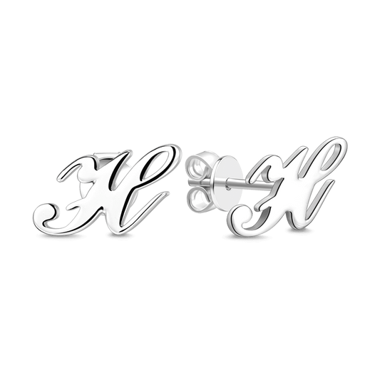 Initial Name Earrings Silver