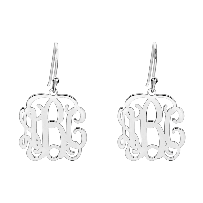 Monogram Earrings Rose Gold Plated Silver