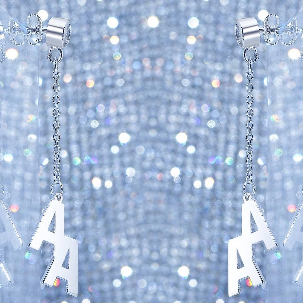 Personalised Initial Name Drop Earrings Platinum Plated
