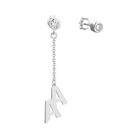 Personalised Initial Name Drop Earrings Platinum Plated