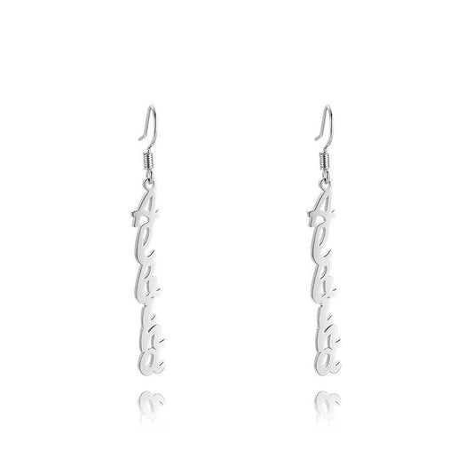 Name Earrings, Drop Earrings 14K Gold Plated Silver