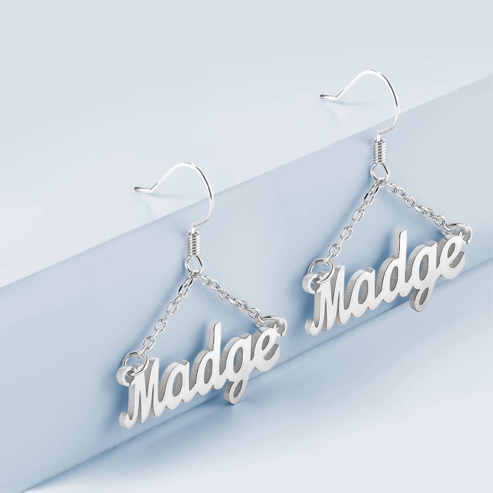 Custom Name Earrings Unique Gift Silver
