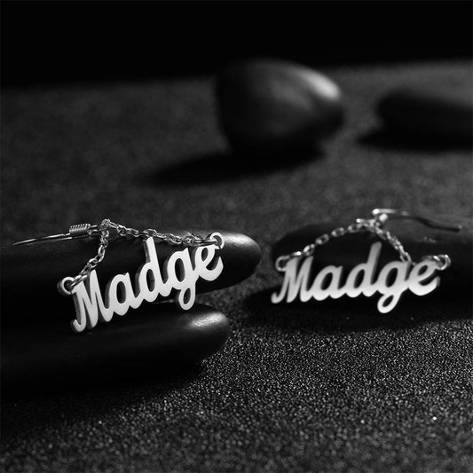 Custom Name Earrings Unique Gift 14K Gold Plated