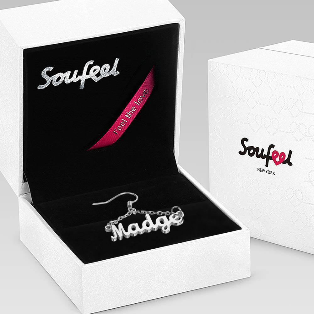 Custom Name Earrings Unique Gift Platinum Plated
