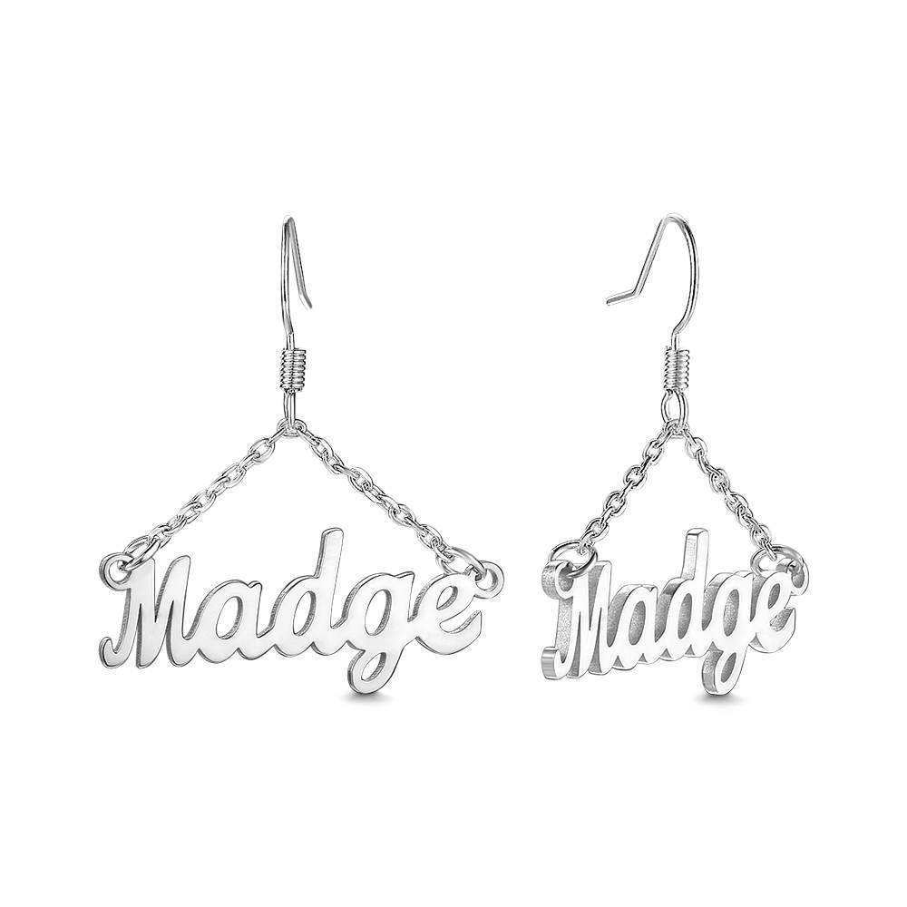 Custom Name Earrings Unique Gift Platinum Plated