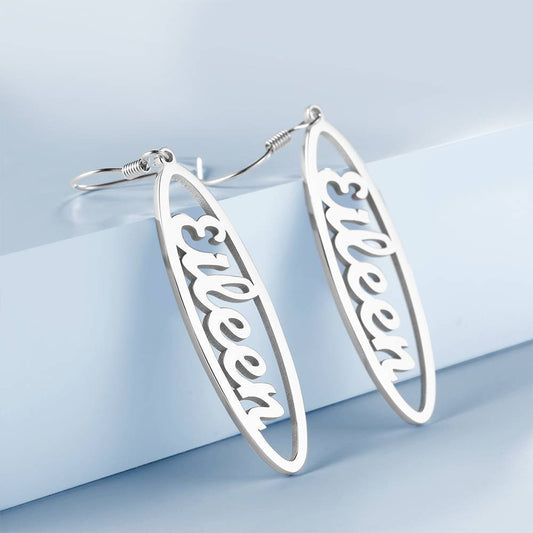 Name Earrings, Drop Earrings Simple Style Rose Gold Plated
