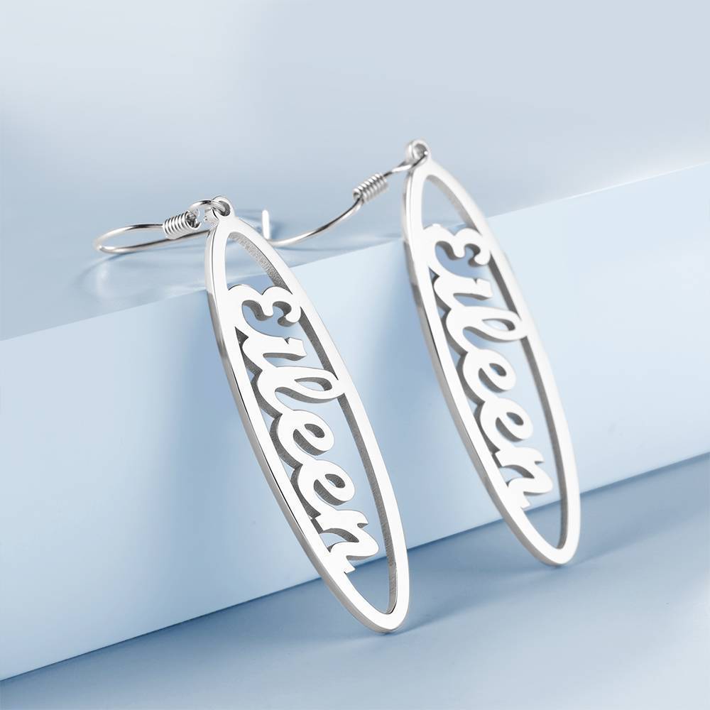 Name Earrings, Drop Earrings Simple Style Silver