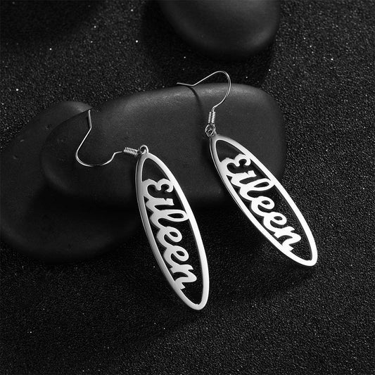 Name Earrings, Drop Earrings Simple Style 14K Gold Plated