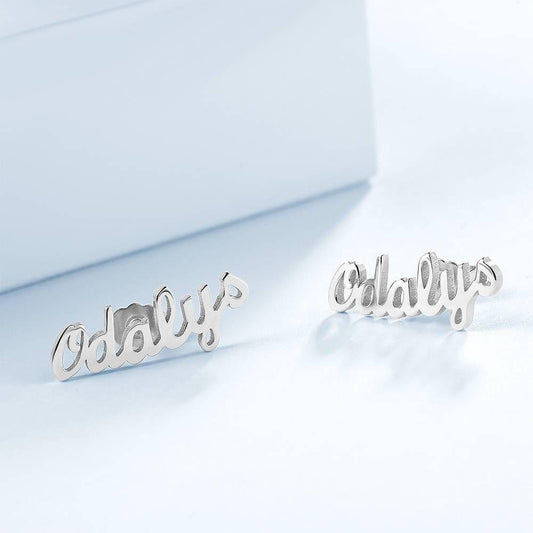 Custom Name Earrings, Name Studs Rose Gold Plated