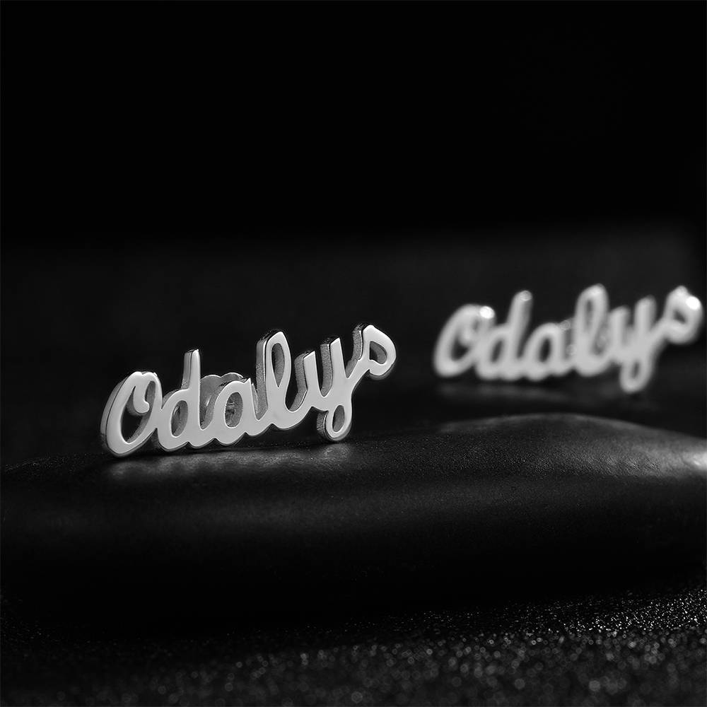Custom Name Earrings, Name Studs Rose Gold Plated