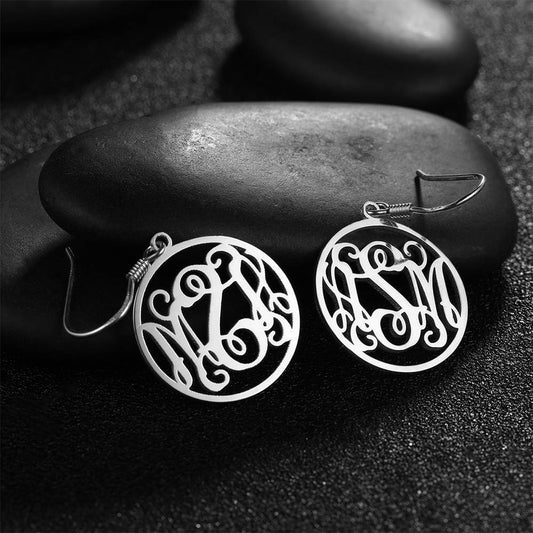 Monogram Earrings, Drop Earrings Elegant Jewellery 14K Gold Plated