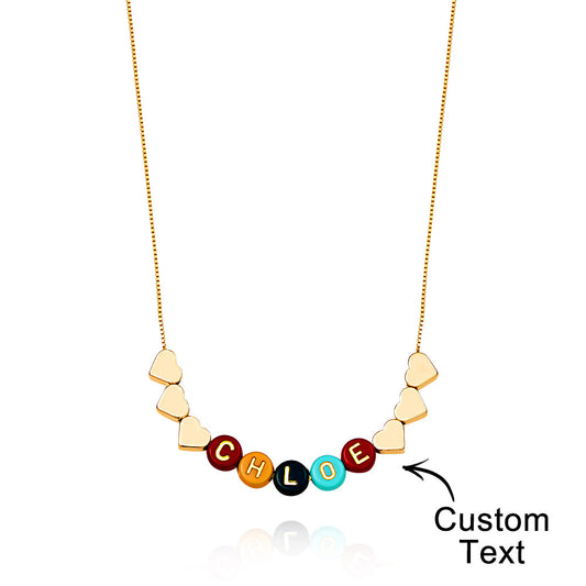 Custom Letter Necklace Color Beads Heart Name Gift for Her