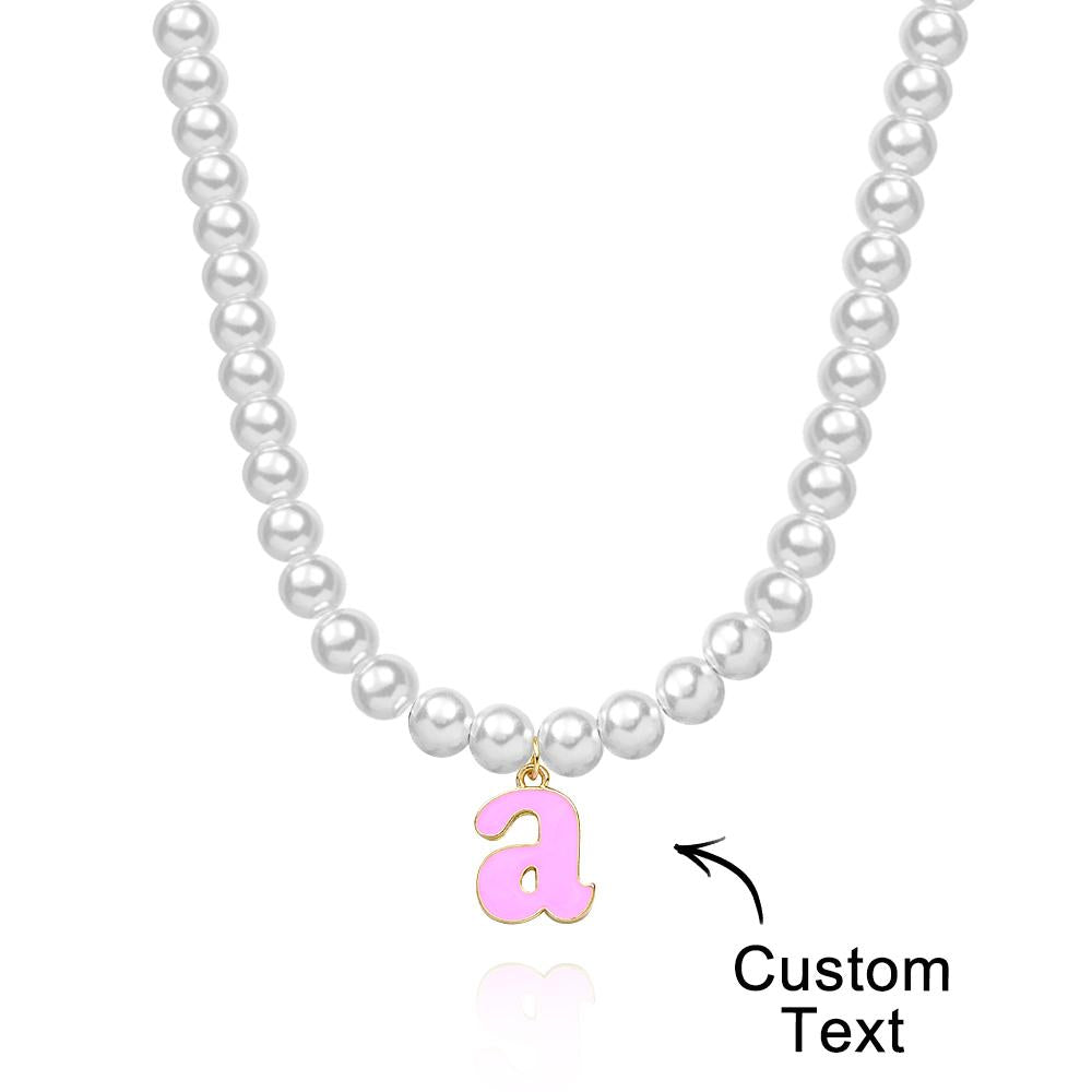 Custom Name Necklace Fashion Pearl Chain Colorful Young Gift