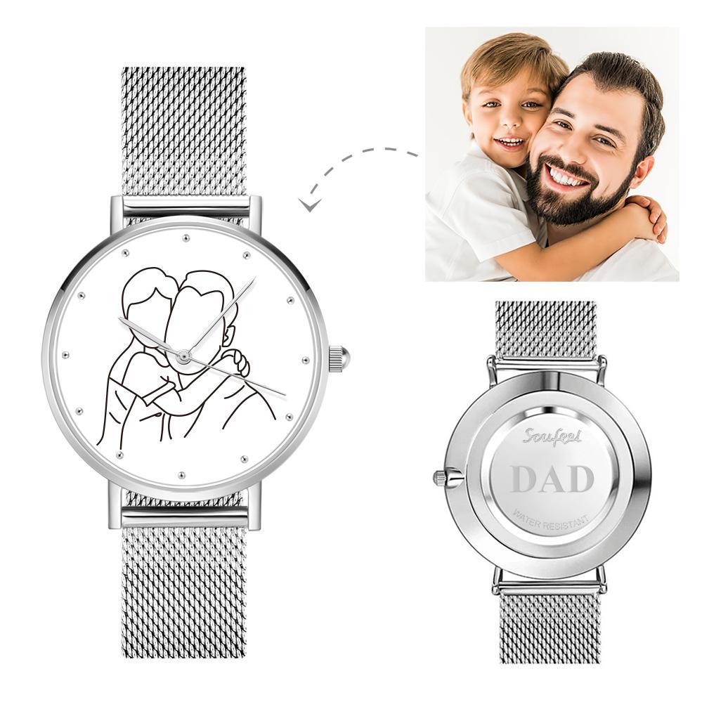Custom Photo Watch 36mm Engraved Alloy Bracelet Gift Father's Day Gift For Dad