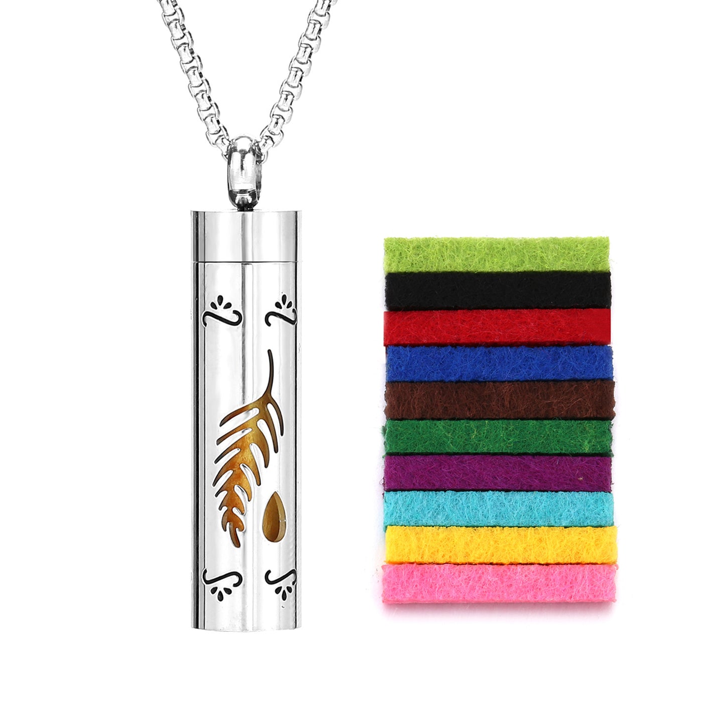 Perfume Diffuser Necklace Essential Oil Aromatherapy Stainless Steel Necklace Vertical Fragrance Pendant Necklace