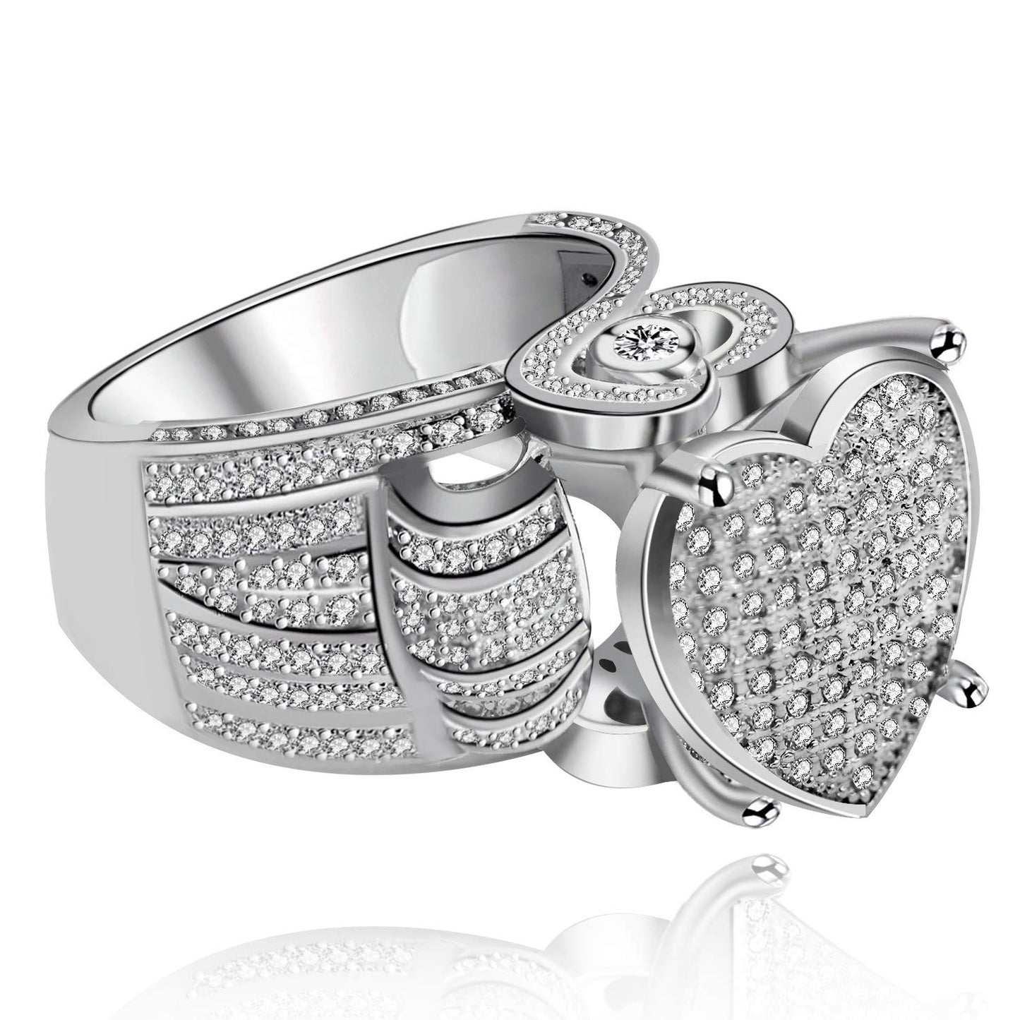 Heart Cluster Engagement Love Ring Gift For Lover