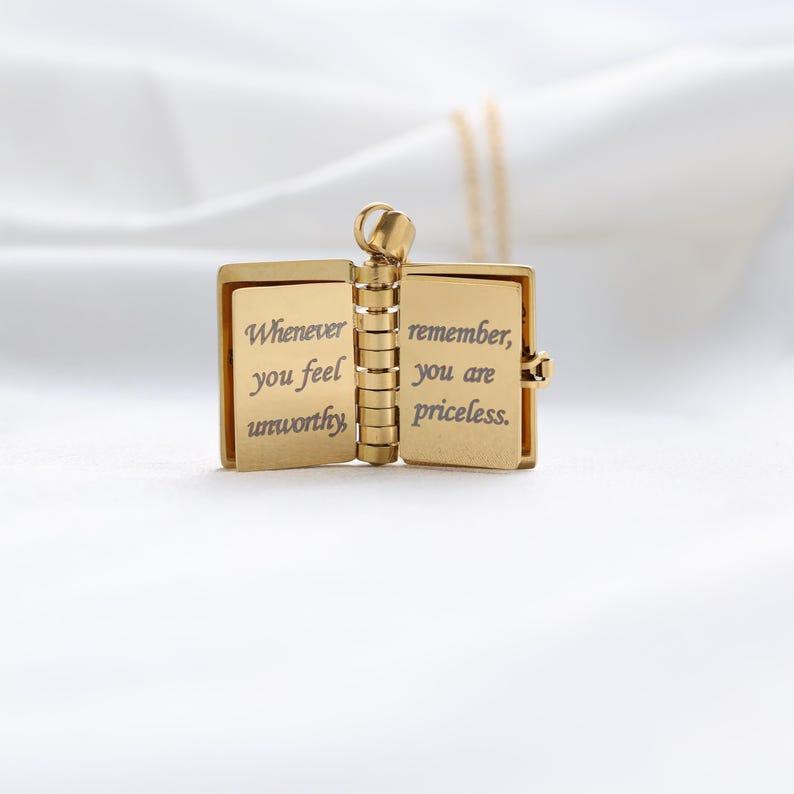 Personalized My Little Star Book Necklace – A Letter to My Daughter in a Locket, Adjustable Pendant with Message Inside, Meaningful Jewelry Gift