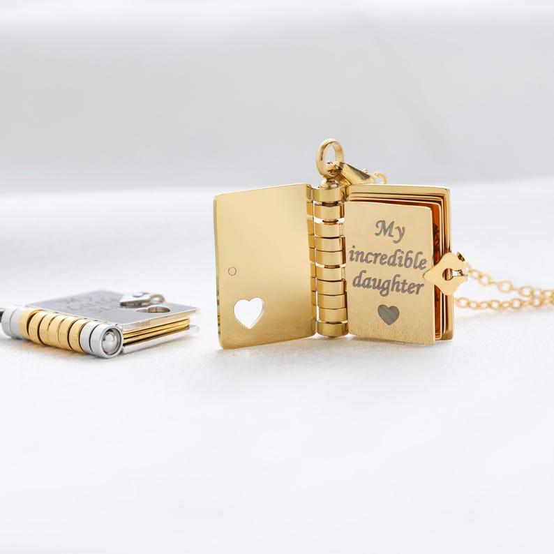 Personalized My Little Star Book Necklace – A Letter to My Daughter in a Locket, Adjustable Pendant with Message Inside, Meaningful Jewelry Gift