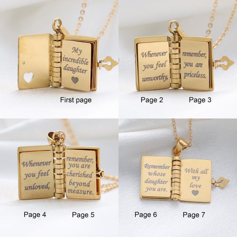 Personalized My Little Star Book Necklace – A Letter to My Daughter in a Locket, Adjustable Pendant with Message Inside, Meaningful Jewelry Gift