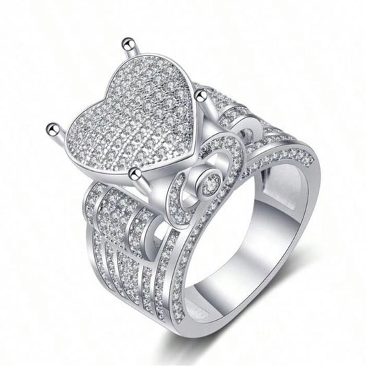 Heart Cluster Engagement Love Ring Gift For Lover