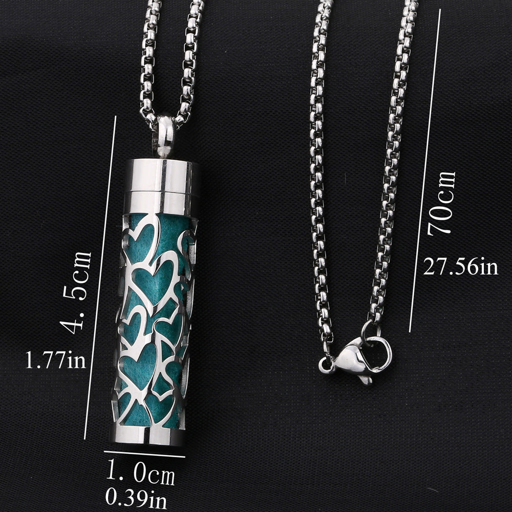Perfume Diffuser Necklace Essential Oil Aromatherapy Stainless Steel Necklace Vertical Fragrance Pendant Necklace
